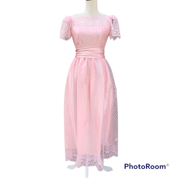 Vintage Dresses Vintage 8s Jcpenneys Pretty In Pink Lace Formal
